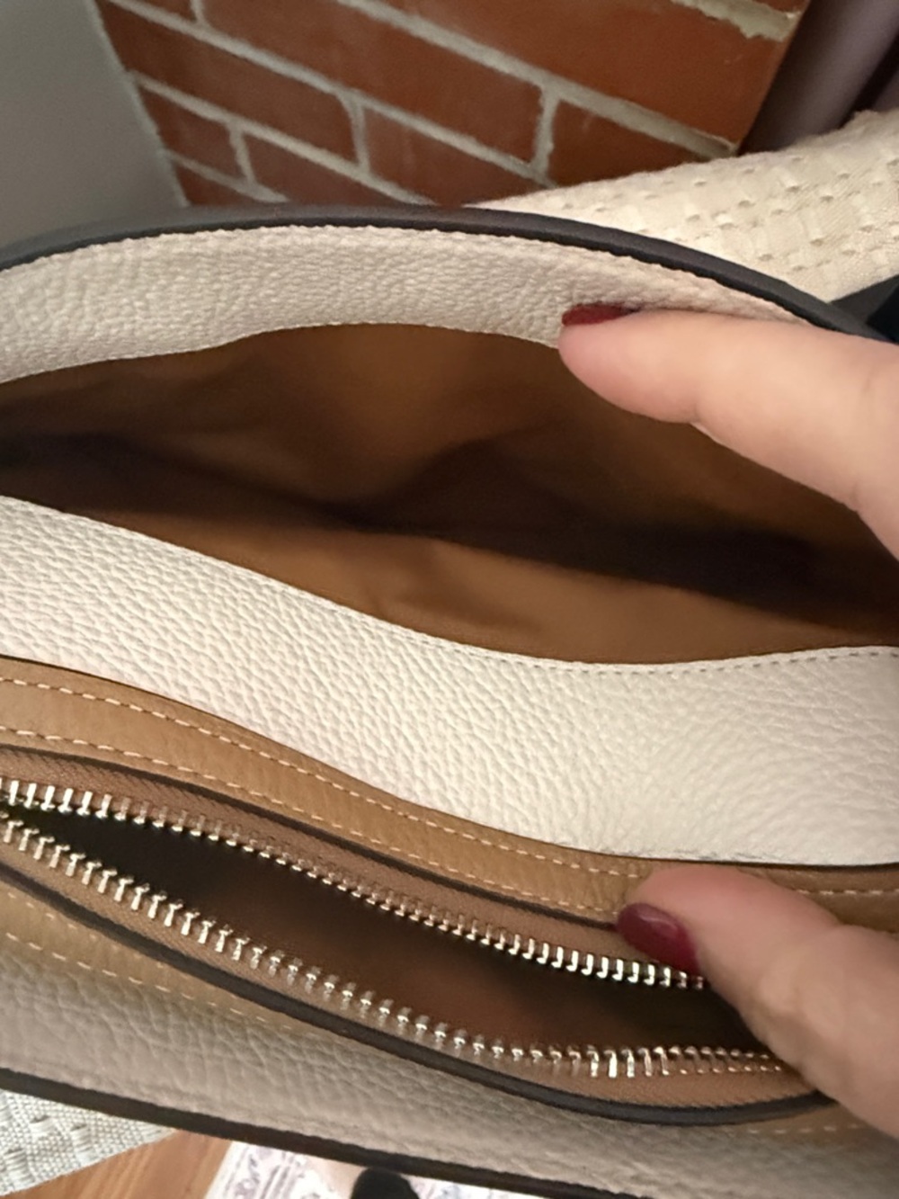 Coach Mini Christie Carryall Satchel Beige Tan Pebbled Leather - Picture 7 of 8